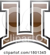 Poster, Art Print Of Brown And Black Glossy Arch Shaped Letter U Icon