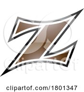 Poster, Art Print Of Brown And Black Glossy Arc Shaped Letter Z Icon