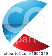 Poster, Art Print Of Blue And Red Glossy Letter C Icon With Half Circles