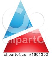 Poster, Art Print Of Blue And Red Glossy Split Triangle Shaped Letter A Icon