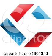 Poster, Art Print Of Blue And Red Glossy Square Letter C Icon Made Of Rectangles