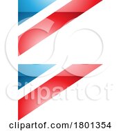 Blue And Red Glossy Triangular Flag Shaped Letter B Icon