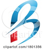 Poster, Art Print Of Blue And Red Slim Glossy Letter B Icon With Pointed Tips
