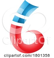 Poster, Art Print Of Blue And Red Curly Glossy Spike Shape Letter B Icon