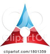 Blue And Red Deflated Glossy Triangle Letter A Icon