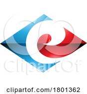 Blue And Red Glossy Horizontal Diamond Shaped Letter E Icon