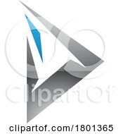Blue And Grey Glossy Spiky Triangular Letter D Icon