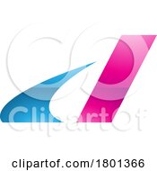 Poster, Art Print Of Blue And Magenta Glossy Italic Swooshy Letter D Icon