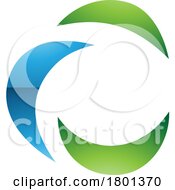 Poster, Art Print Of Blue And Green Glossy Crescent Shaped Letter C Icon
