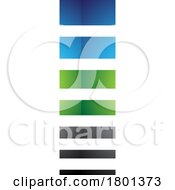 Poster, Art Print Of Blue And Green Glossy Letter I Icon With Horizontal Stripes