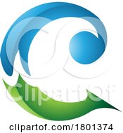 Blue And Green Glossy Round Curly Letter C Icon