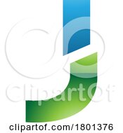 Poster, Art Print Of Blue And Green Glossy Split Shaped Letter J Icon