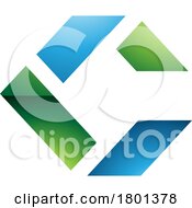 Blue And Green Glossy Square Letter C Icon Made Of Rectangles