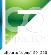 Poster, Art Print Of Blue And Green Glossy Triangular Letter F Icon