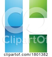 Blue And Green Rectangular Glossy Letter C Icon