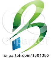 Blue And Green Slim Glossy Letter B Icon With Pointed Tips