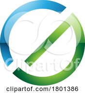 Blue And Green Thin Round Glossy Letter G Icon