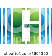 Poster, Art Print Of Blue And Green Glossy Letter G Icon With Vertical Stripes