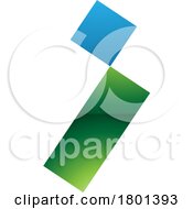Blue And Green Glossy Letter I Icon With A Square And Rectangle