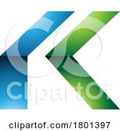 Blue And Green Glossy Folded Letter K Icon