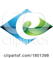 Blue And Green Glossy Horizontal Diamond Shaped Letter E Icon by cidepix
