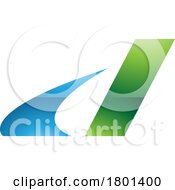 Blue And Green Glossy Italic Swooshy Letter D Icon