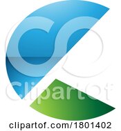 Poster, Art Print Of Blue And Green Glossy Letter C Icon With Half Circles