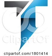 Blue And Black Glossy Split Shaped Letter T Icon