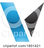 Blue And Black Glossy Geometrical Shaped Letter V Icon