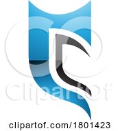 Poster, Art Print Of Blue And Black Glossy Half Shield Shaped Letter C Icon