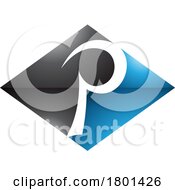 Blue And Black Glossy Horizontal Diamond Letter P Icon by cidepix
