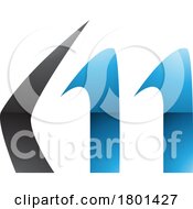 01/22/2024 - Blue And Black Glossy Horn Shaped Letter M Icon