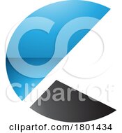 Blue And Black Glossy Letter C Icon With Half Circles