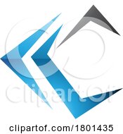 Poster, Art Print Of Blue And Black Glossy Letter C Icon With Pointy Tips