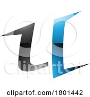 Blue And Black Glossy Spiky Shaped Letter U Icon