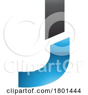 Poster, Art Print Of Blue And Black Glossy Split Shaped Letter J Icon