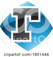 01/19/2024 - Blue And Black Glossy Bulged Square Shaped Letter R Icon