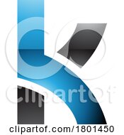 Poster, Art Print Of Blue And Black Glossy Lowercase Letter K Icon With Overlapping Paths