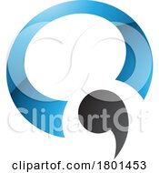Poster, Art Print Of Blue And Black Glossy Comma Shaped Letter Q Icon
