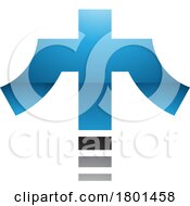 Blue And Black Glossy Cross Shaped Letter T Icon