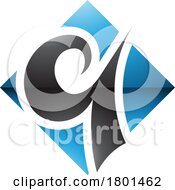 Blue And Black Glossy Diamond Shaped Letter Q Icon by cidepix