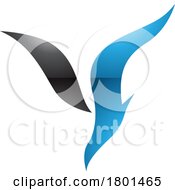 Blue And Black Glossy Diving Bird Shaped Letter Y Icon by cidepix