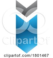 01/19/2024 - Blue And Black Glossy Down Facing Arrow Shaped Letter I Icon