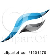 01/19/2024 - Blue And Black Glossy Flying Bird Shaped Letter F Icon