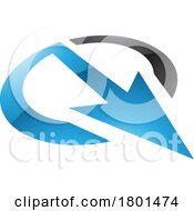 Blue And Black Glossy Arrow Shaped Letter Q Icon
