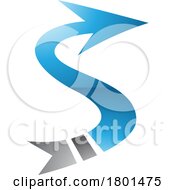 Poster, Art Print Of Blue And Black Glossy Arrow Shaped Letter S Icon