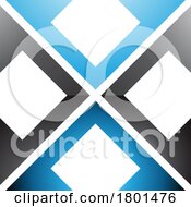 Poster, Art Print Of Blue And Black Glossy Arrow Square Shaped Letter X Icon