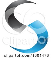 01/19/2024 - Blue And Black Glossy Blade Shaped Letter S Icon