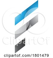 Poster, Art Print Of Blue And Black Glossy Letter F Icon With Diagonal Stripes