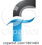 Blue And Black Glossy Letter F Icon With Spiky Waves